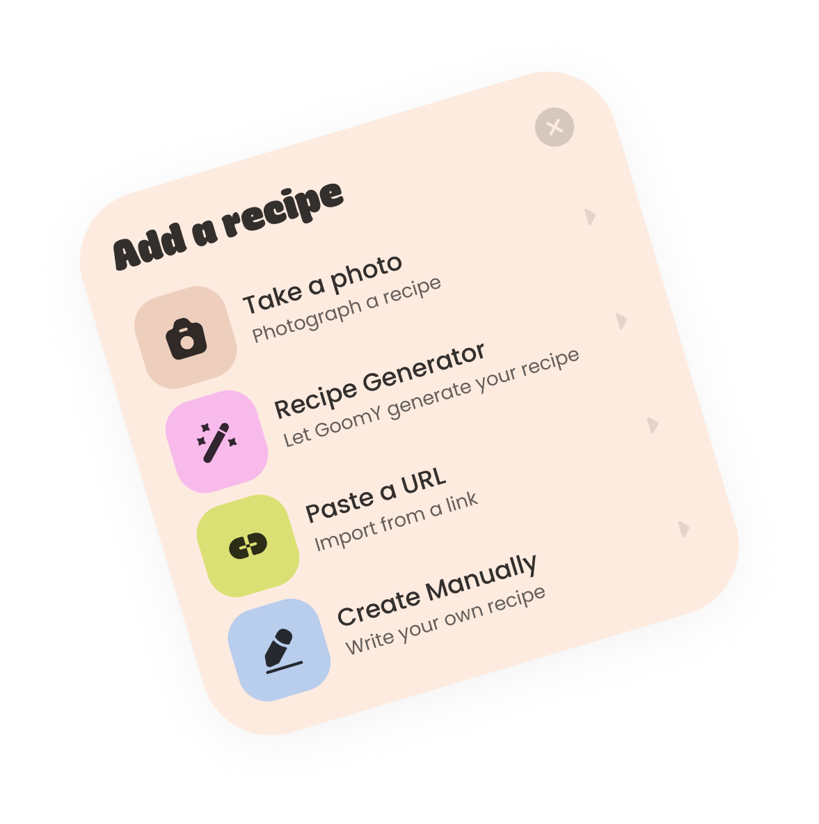 GoomY add recipe sheet preview