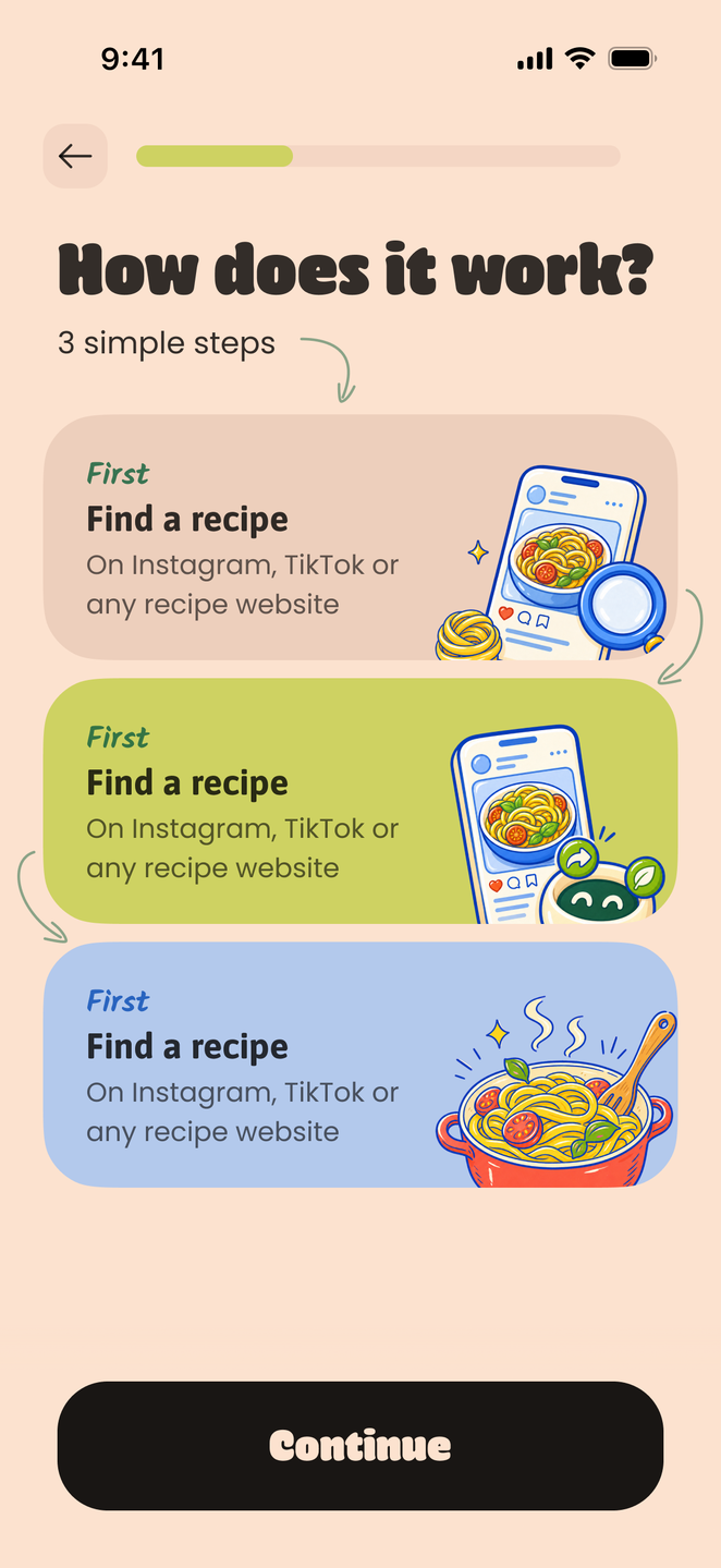 GoomY onboarding how it works screen