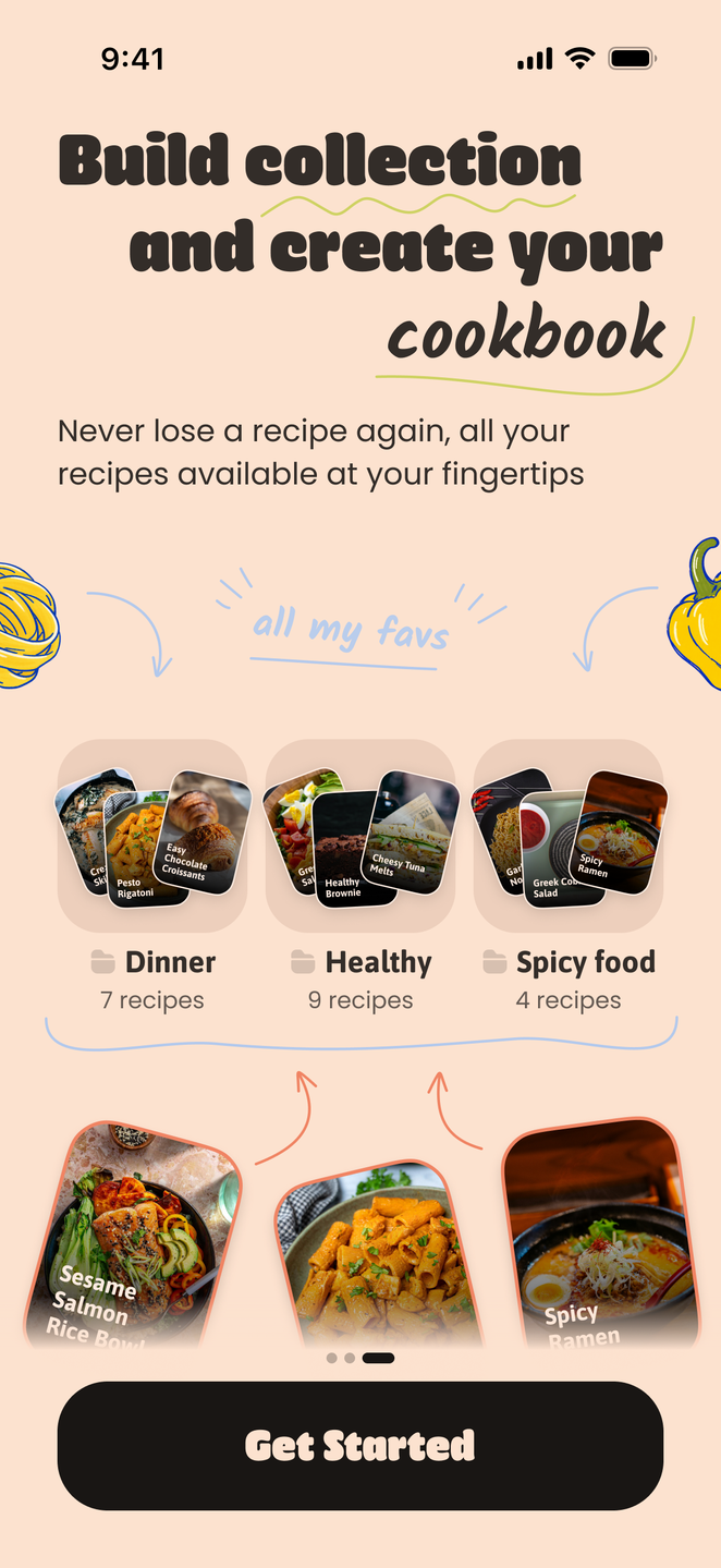 GoomY recipe collections introduction screen