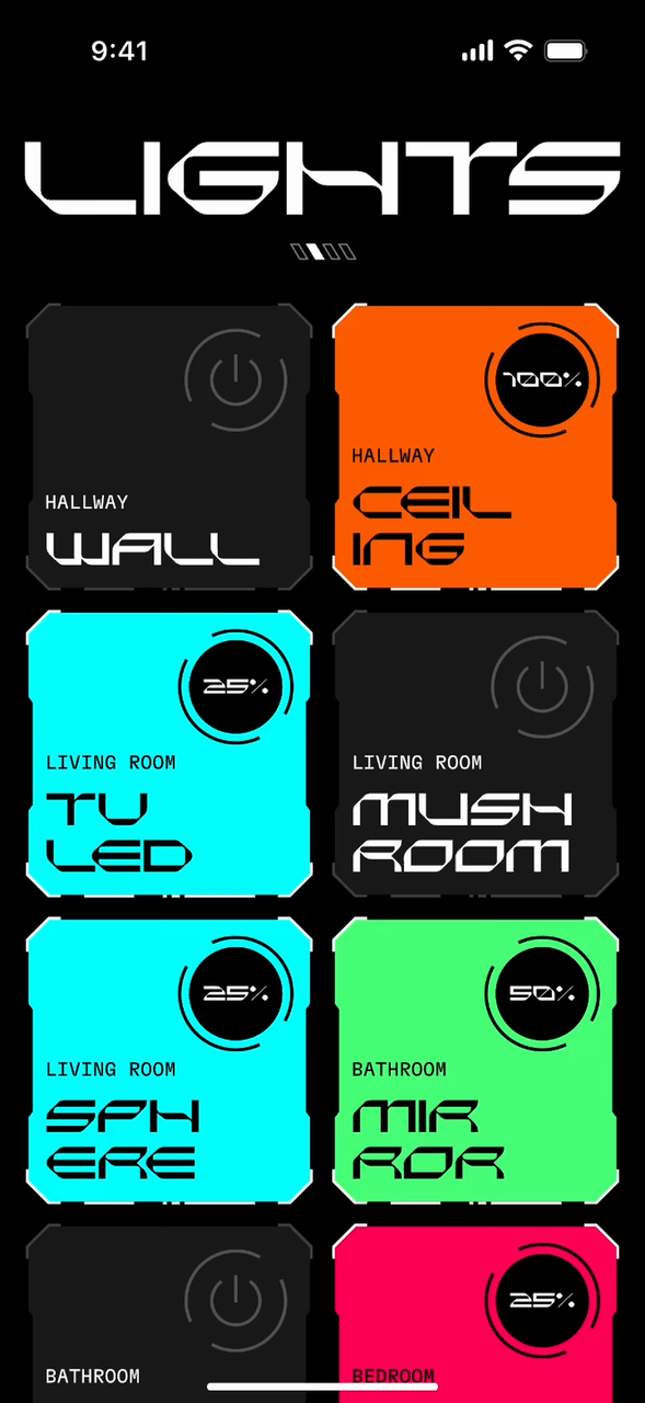 Gallery phone card: Lights smart-home concept